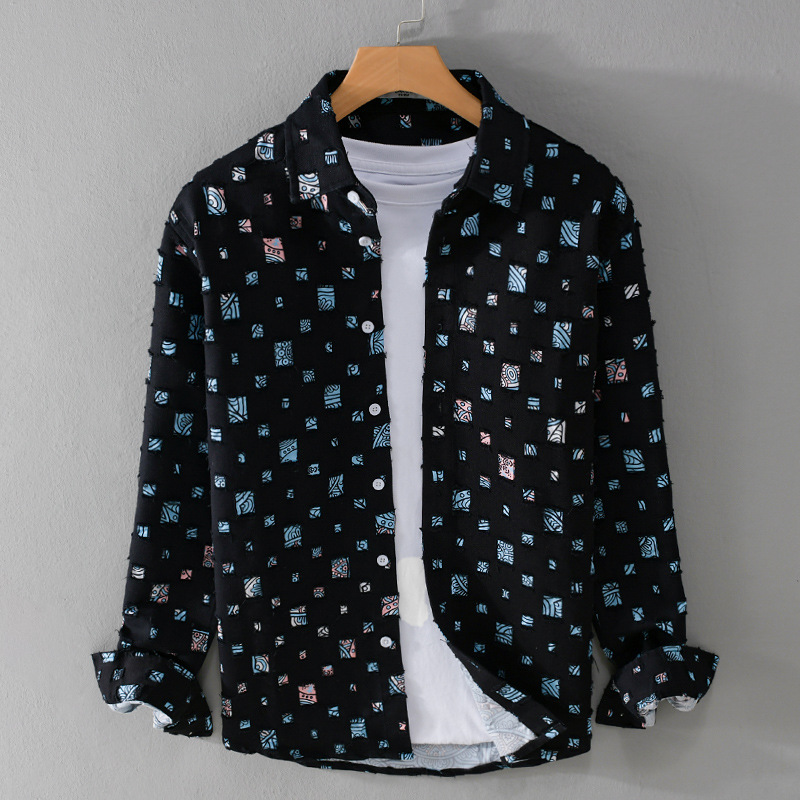 Katoenen Denim Overhemd met Print voor Heren