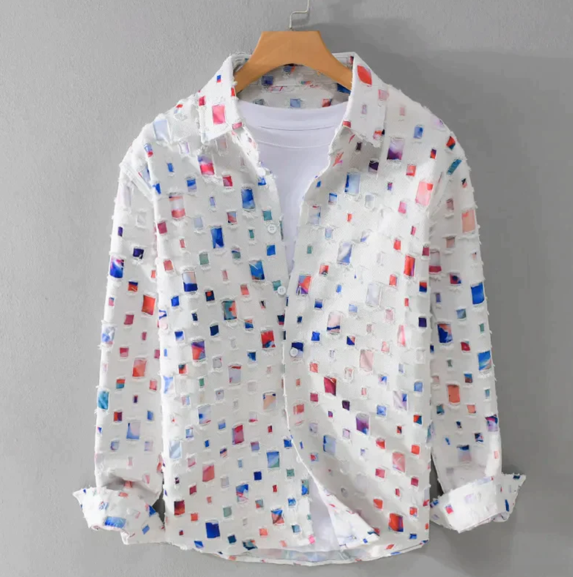 Katoenen Denim Overhemd met Print voor Heren