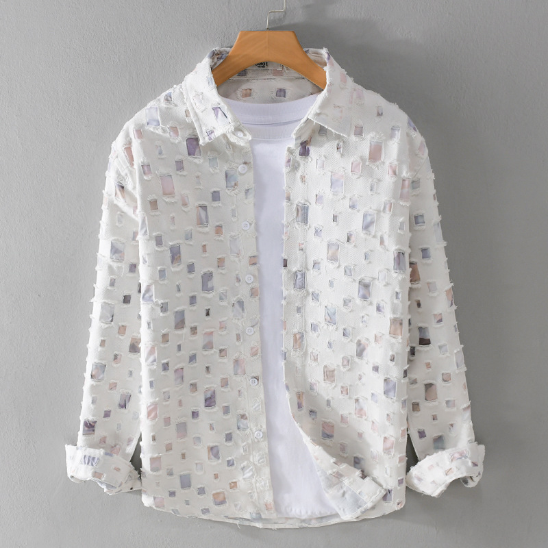 Katoenen Denim Overhemd met Print voor Heren